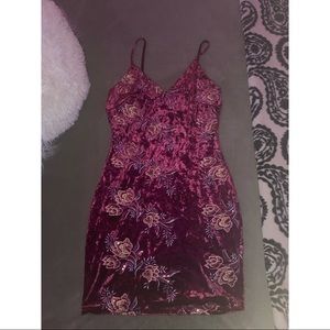 Maroon Embroidered Fashion Nova Dress